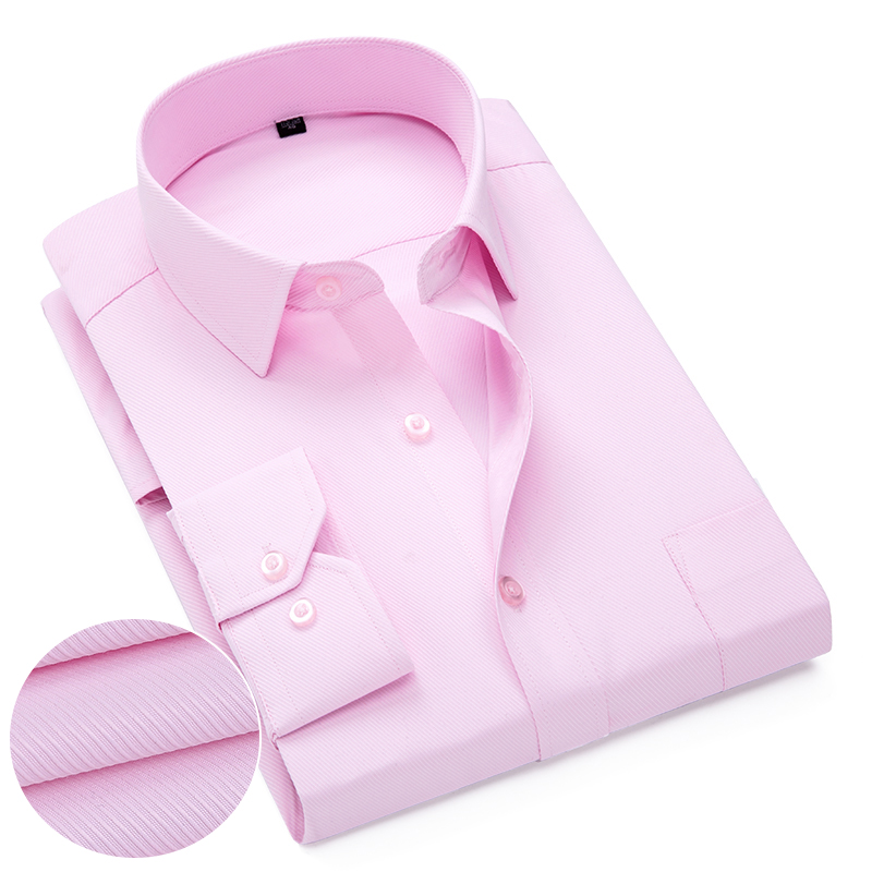 Dress Shirt Non-Iron - Pink White Blue Twill Men's Formal