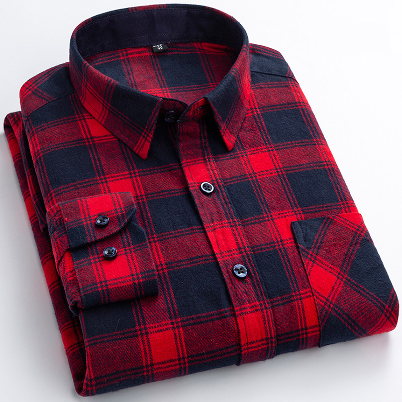 Dress Shirt Non-Iron - New Flannel Plaid Shirts For Men
