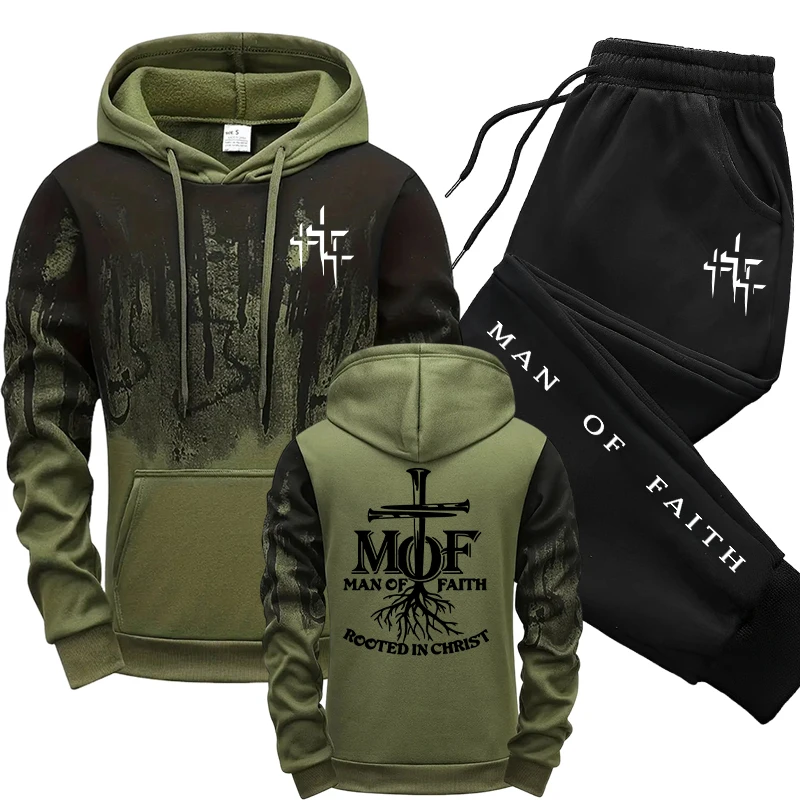 Men'S Winter Fashion - Man of Faith Men's Tracksuit Hoodie&sweatpants
