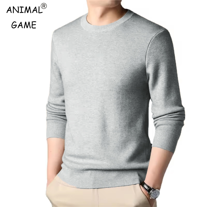Mens Fashion Jumpers - Men's Solid Color Knitted Pullover Sweater