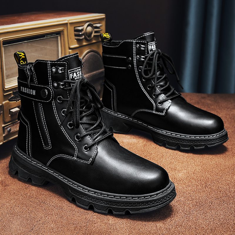 Mens Fashion Combat Boots - Mens Shoes Fashion Security Boots Black