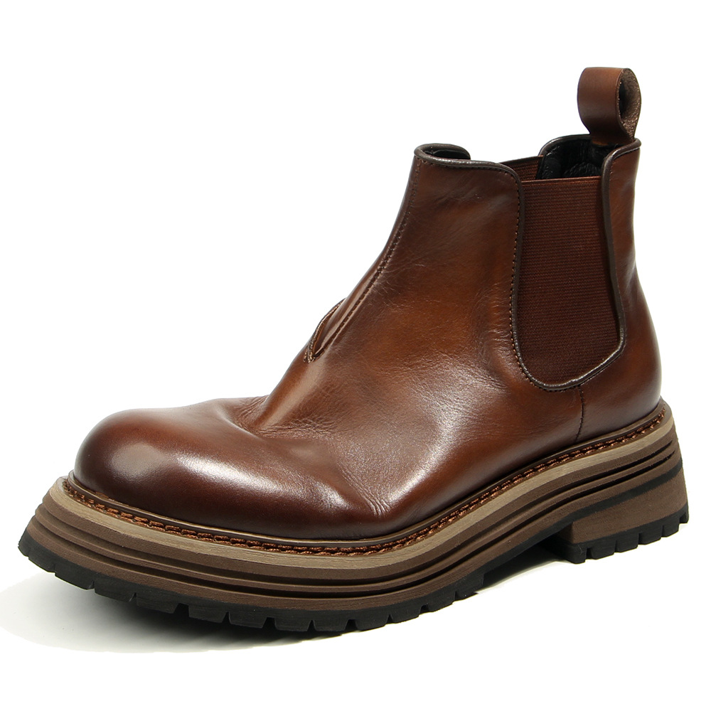 Mens Fashion Combat Boots - Fashion Chelsea British Retro Genuine Leather