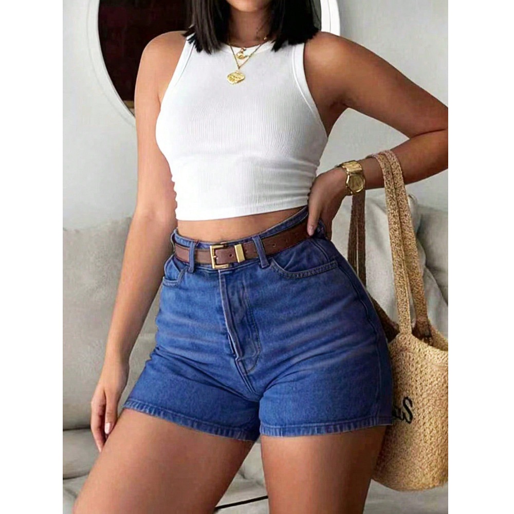 Women Summer Denim Shorts High - Skinny Jeans Ripped 评论和价格