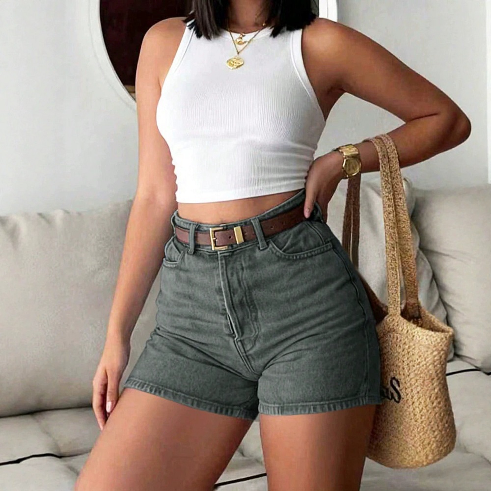 Women Summer Denim Shorts High - Skinny Jeans Ripped 评论和价格