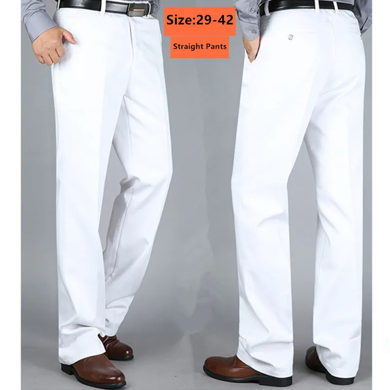 White Pants Men Office Formal  - Formal Trouser Stretch 评论和价格