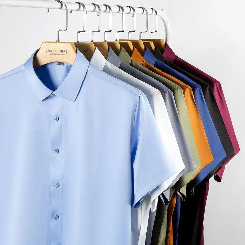 5XL Men's Dress Shirt Short Sl - Dress Shirt Non-Iron 评论和价格