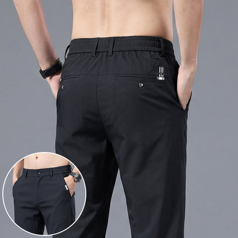 Men's Ice Silk Slim Straight L - Formal Trouser Stretch 评论和价格