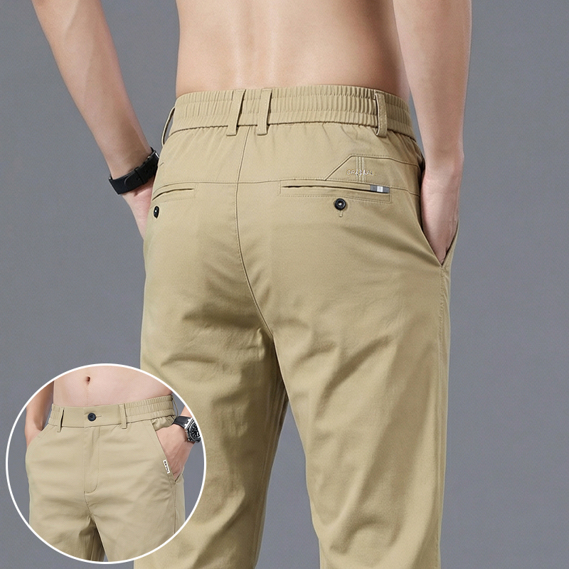 Men's Ice Silk Slim Straight L - Formal Trouser Stretch 评论和价格