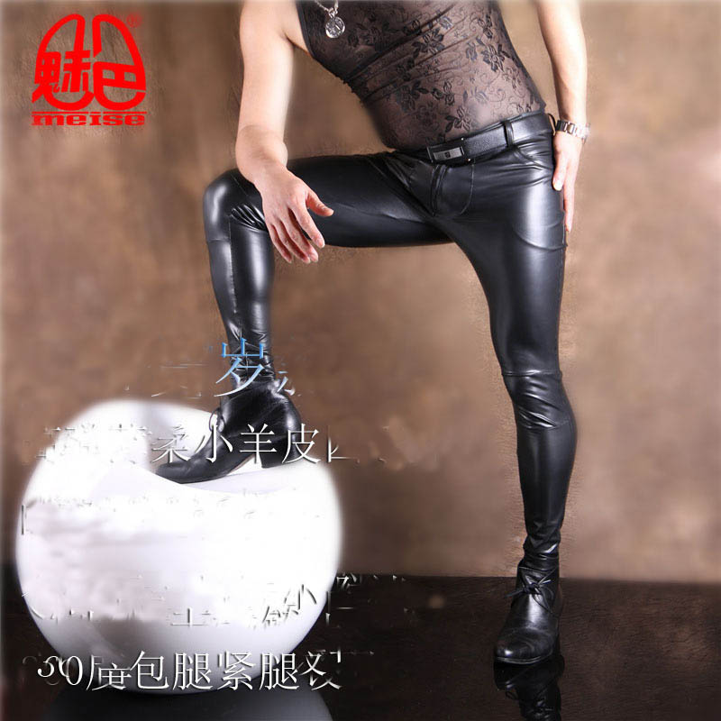 Men's PU Leather Skinny Jeans  - Skinny Jeans Ripped 评论和价格