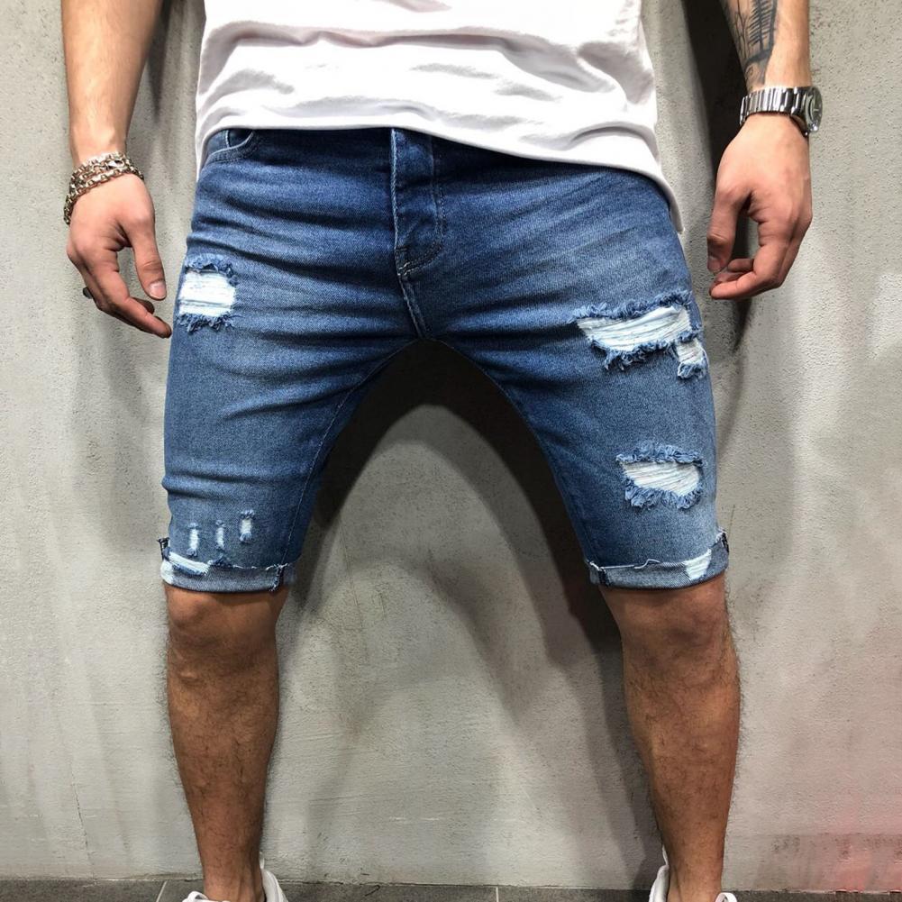 Men Short Jeans Denim Tight Sh - Skinny Jeans Ripped 评论和价格