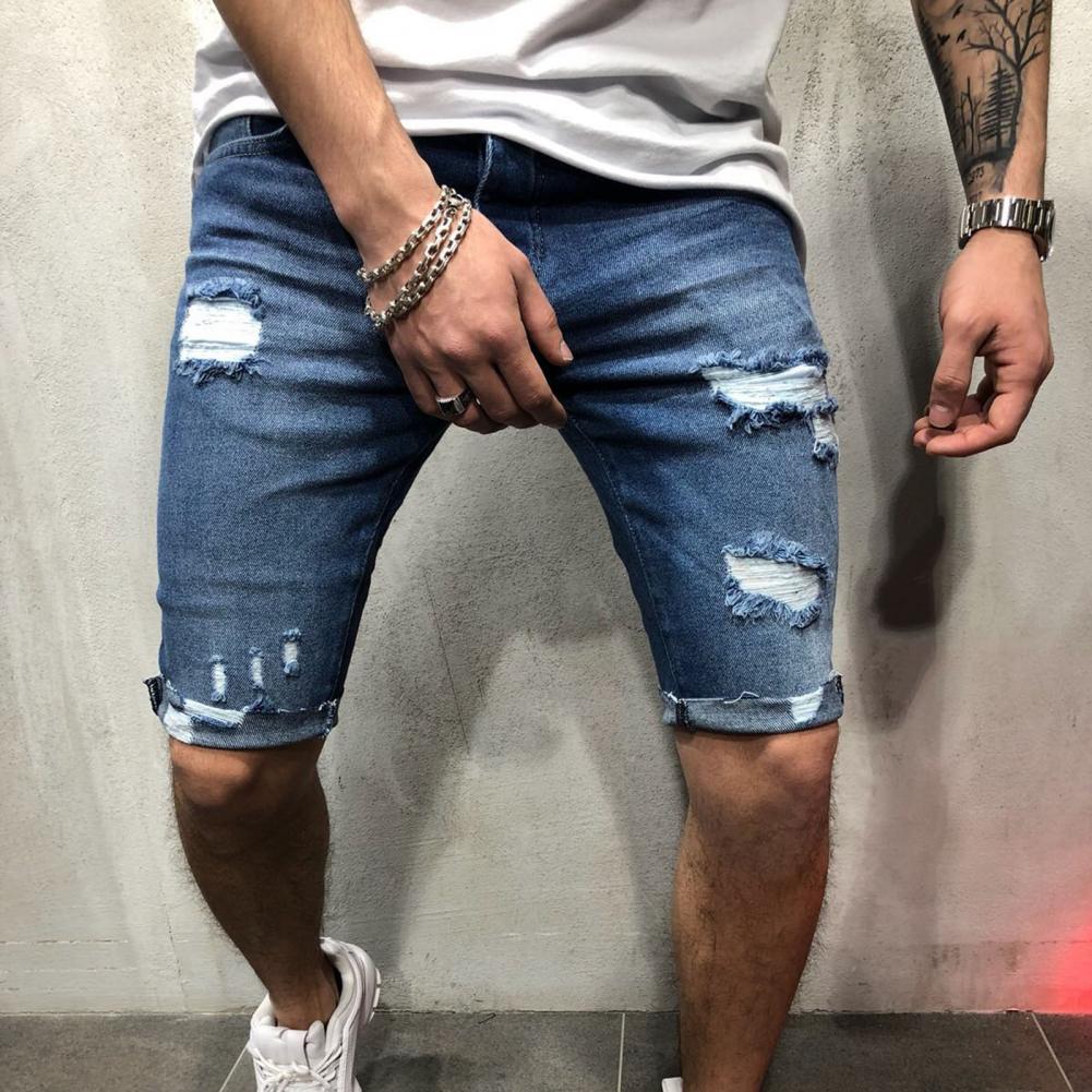 Men Short Jeans Denim Tight Sh - Skinny Jeans Ripped 评论和价格