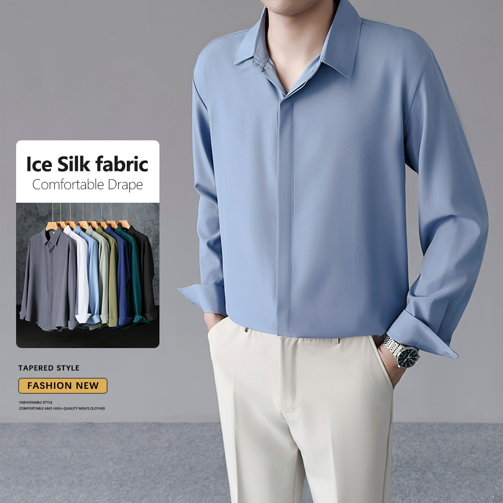 Spring Summer Thin Men's Cool  - Dress Shirt Non-Iron 评论和价格