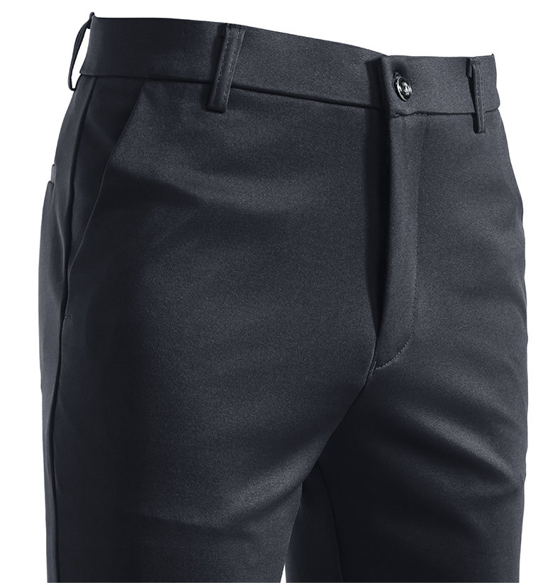 Solid Black Men Comfort Stretc - Formal Trouser Stretch 评论和价格