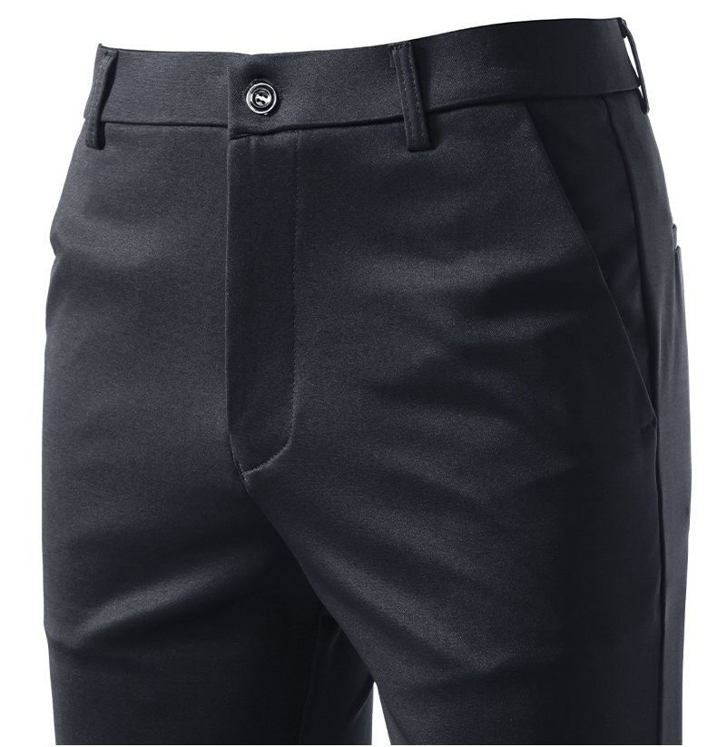 Solid Black Men Comfort Stretc - Formal Trouser Stretch 评论和价格