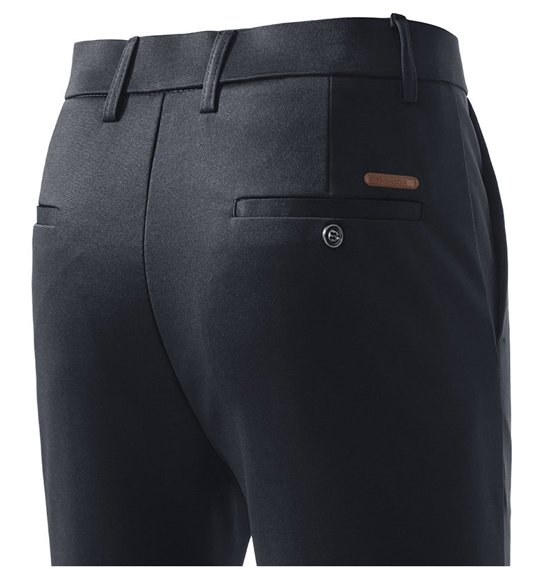 Solid Black Men Comfort Stretc - Formal Trouser Stretch 评论和价格