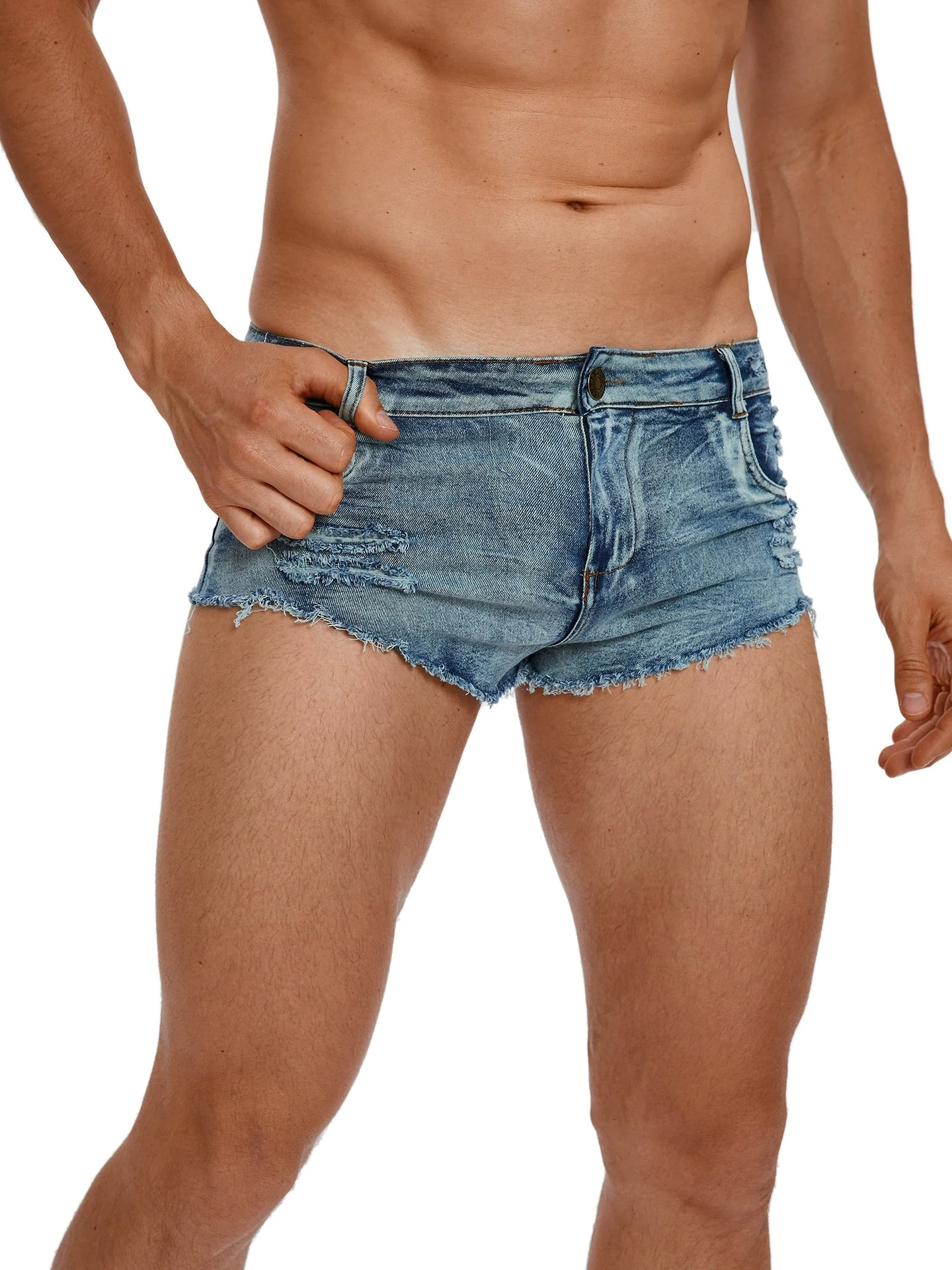 Men's Low Waist Jeans Shorts F - Skinny Jeans Ripped 评论和价格