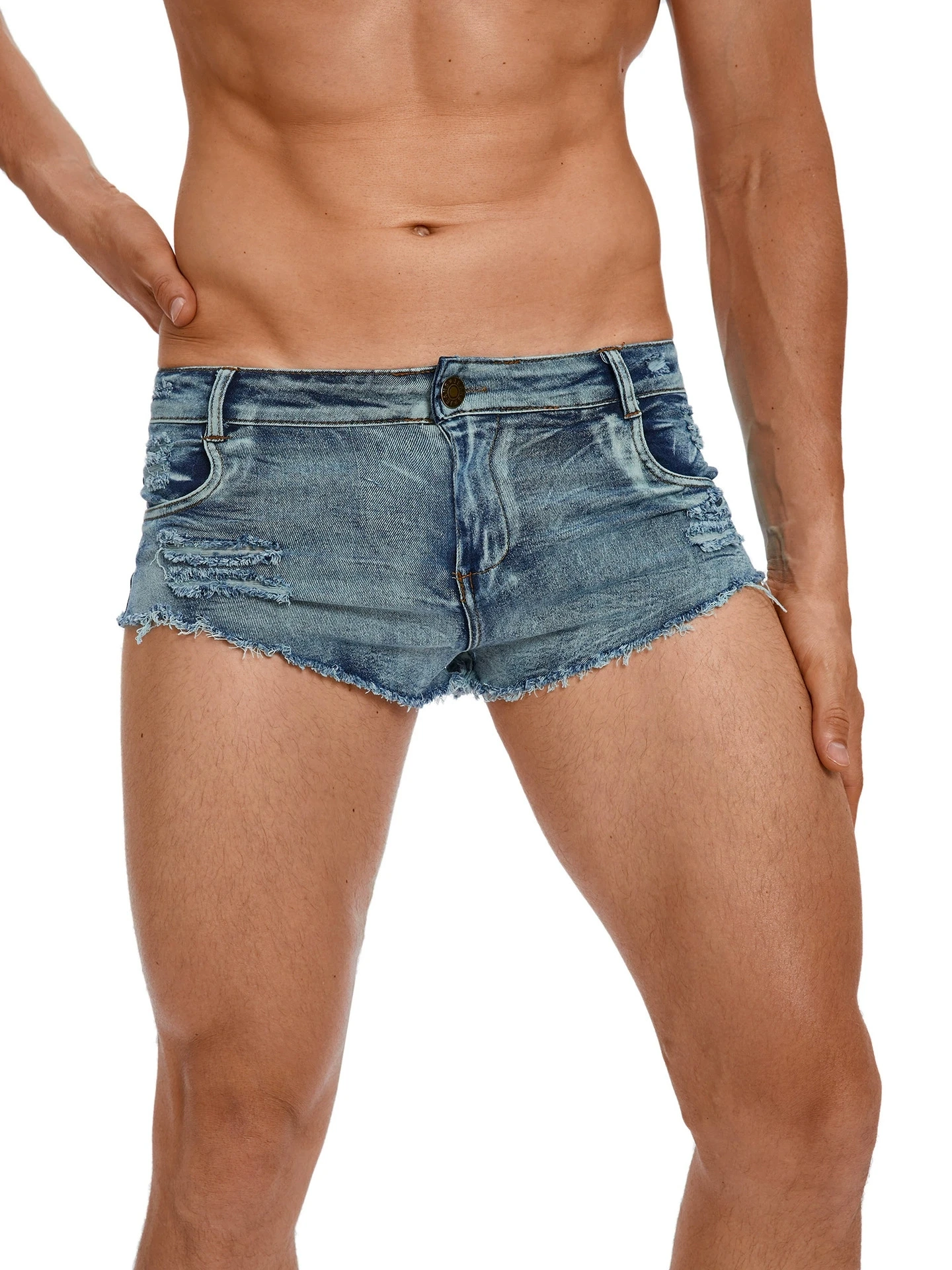Men's Low Waist Jeans Shorts F - Skinny Jeans Ripped 评论和价格
