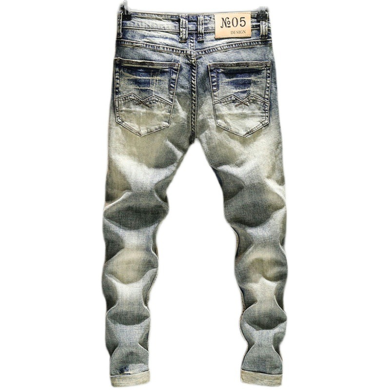 Elastic Old Pants Men's Jeans  - Skinny Jeans Ripped 评论和价格