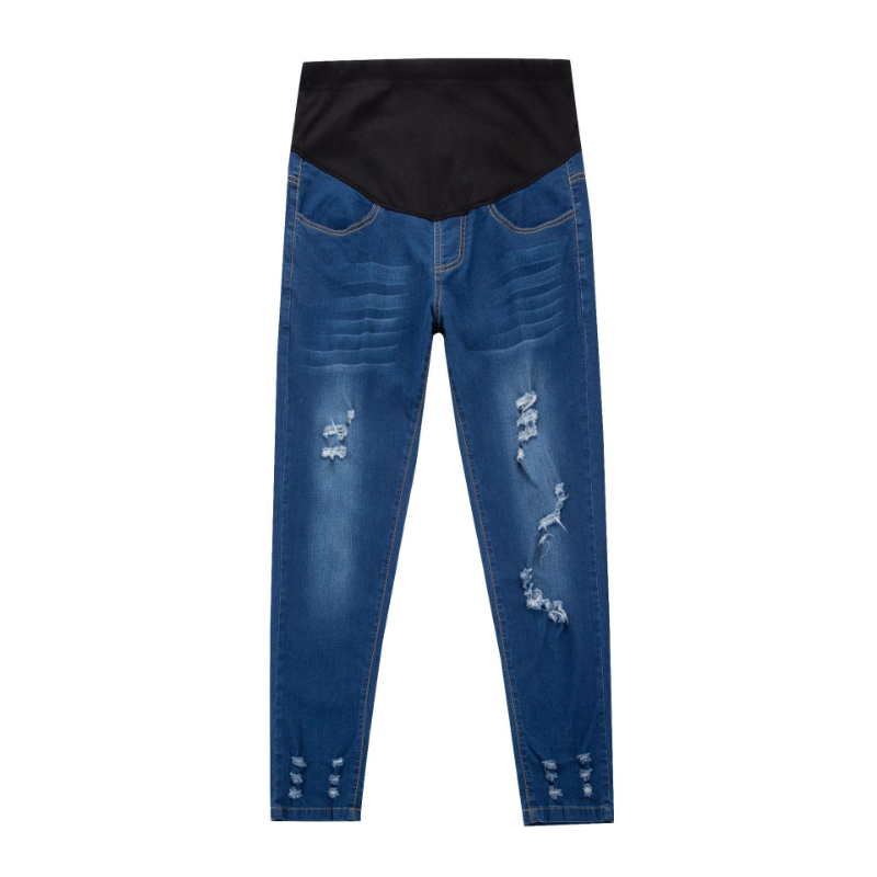 Hot Sale Cotton Denim Maternit - Skinny Jeans Ripped 评论和价格